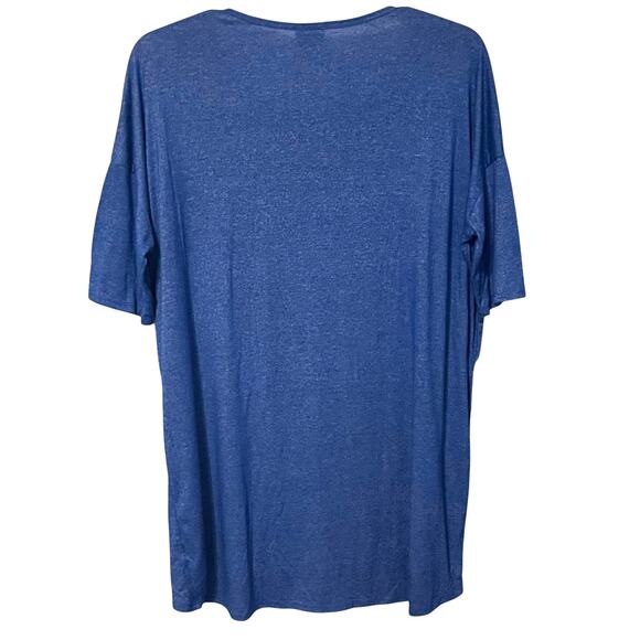 LULAROE SHORT SLV PULL-OVER RND NECK T-SHIRT/TOP, WOMENS, L (EXTRA LONG), BLUE - Picture 4 of 9